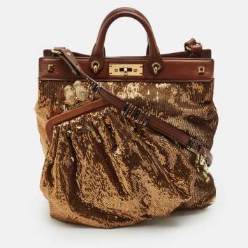 Marc Jacobs Brown Sequin and Leather Robert Duffy Hobo
