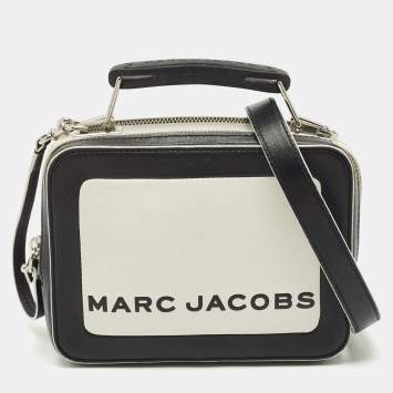 Pre Owned Marc Jacobs Black/White Leather The Box 20 Top Handle Bag