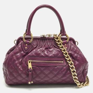Pre Owned Marc Jacobs Magenta Quilted Leather Stam Satchel