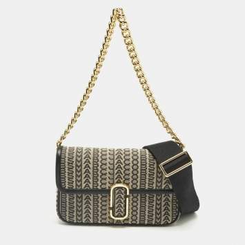 Pre Owned Marc Jacobs The Monogram J Marc Mini Black Fabric Shoulder Bag