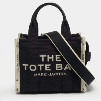 Pre Owned Marc Jacobs The Tote Small Black/Off White Canvas Bag
