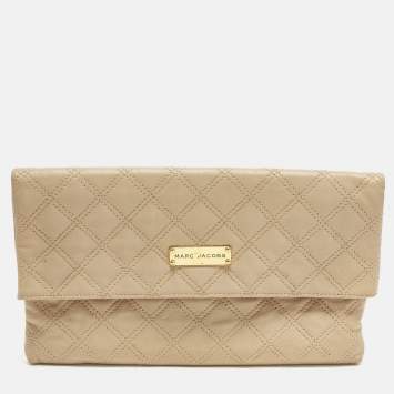 Pre Owned Marc Jacobs Eugenie Beige Quilted Leather Clutch
