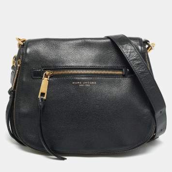 مملوكة مسبقًا Marc Jacobs Recruit Saddle Black Leather Shoulder Bag