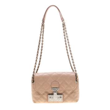 Pre Owned Marc Jacobs Nude Leather Baroque Shoulder Bag