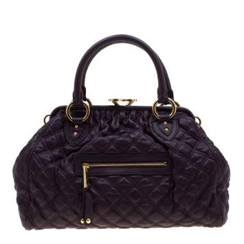 Pre Owned Marc Jacobs Purple Quilted Leather Stam Shoulder Bag