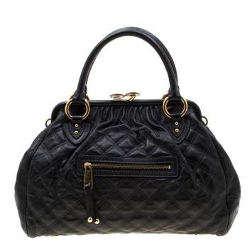 Pre Owned Marc Jacobs Black Quilted Leather Stam Shoulder Bag