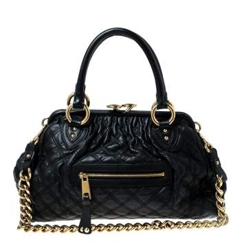 Pre Owned Marc Jacobs Black Quilted Leather Stam Shoulder Bag