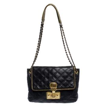 Pre Owned Marc Jacobs Navy Blue Quilted Leather Flap Crossbody Bag