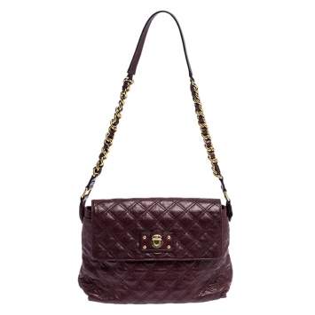Pre Owned Marc Jacobs Purple Leather Day To Night Single Shoulder Bag