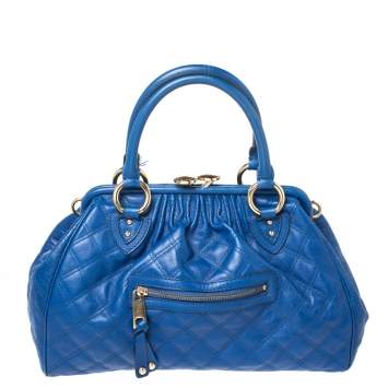 Pre Owned Marc Jacobs Blue Quilted Leather Stam Satchel