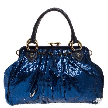 Pre Owned Marc Jacobs Blue Sequin New York Rocker Stam Shoulder Bag