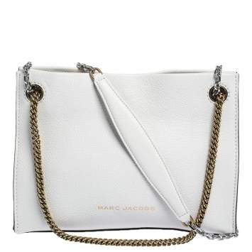 Pre Owned Marc Jacobs White Leather Double Link 27 Shoulder Bag
