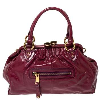 Pre Owned Marc Jacobs Dark Pink Patent Leather Stam Shoulder Bag