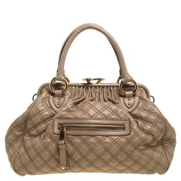 Pre Owned Marc Jacobs Beige Quilted Leather Stam Satchel