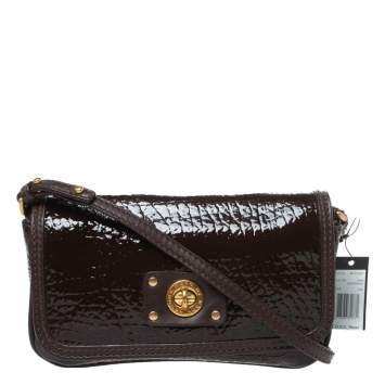 Pre Owned Marc Jacobs Dark Brown Patent Leather Shoulder Bag
