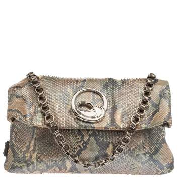 Pre Owned Marc Jacobs Multicolor Python Fold Over Shoulder Bag