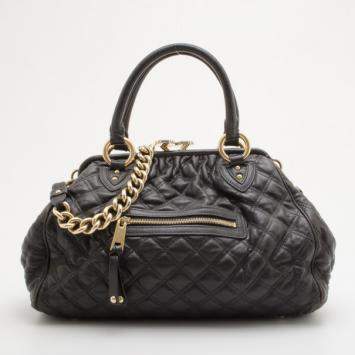 Pre Owned Marc Jacobs Black Quilted Leather Stam Satchel