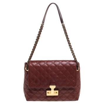 مملوكة مسبقًا Marc Jacobs Maroon Quilted Leather Large Baroque Single Shoulder Bag