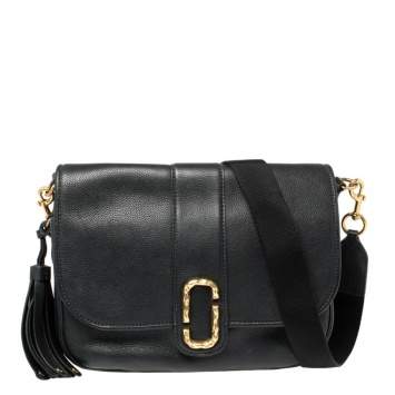 Pre Owned Marc Jacobs Black Leather Courier Messenger Bag