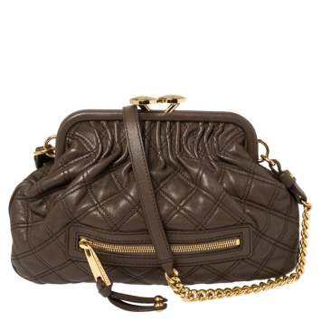 مملوكة مسبقًا Marc Jacobs Dark Beige Quilted Leather Little Stam Shoulder Bag