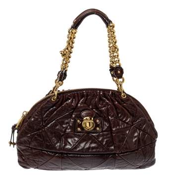 Pre Owned Marc Jacobs Dark Brown Quilted Leather Capra Satchel