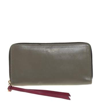 Pre Owned Marc Jacobs Khaki Green Leather Zip Around Wallet 