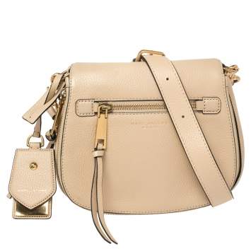 Pre Owned Marc Jacobs Beige Leather Small Recruit Saddle Bag
