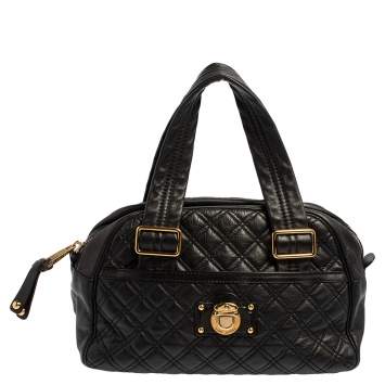 Pre Owned Marc Jacobs Black Quilted Leather Ursula Bowler Bag