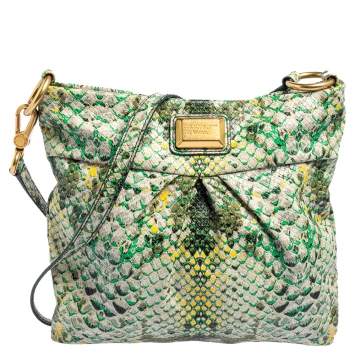 Pre Owned Marc Jacobs Green/Yellow Python Embossed PVC Slim Crossbody Bag