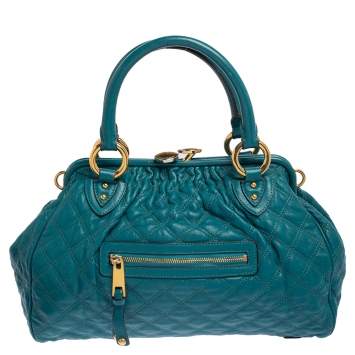 Pre Owned Marc Jacobs Green Quilted Leather  Stam Satchel 