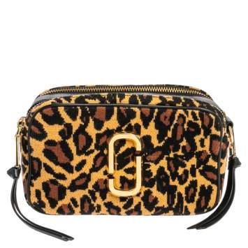 Pre Owned Marc Jacobs Brown/Black Leather & Fabric The Softshot Crossbody Bag