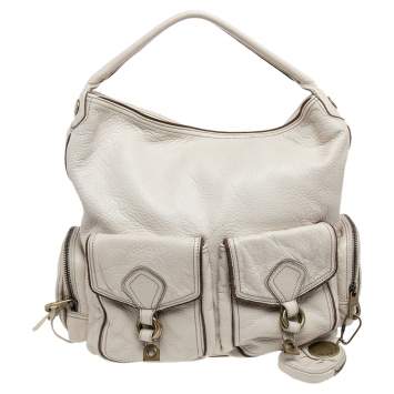 Pre Owned Marc By Marc Jacobs White Leather Blake Hobo
