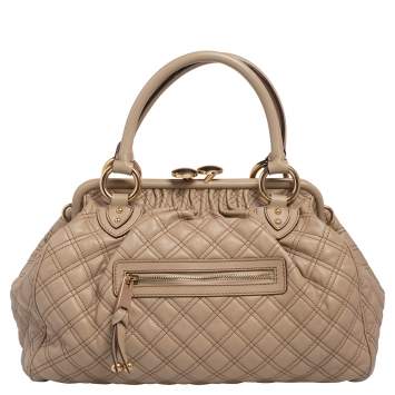 Pre Owned Marc Jacobs Beige Quilted Leather Stam Satchel