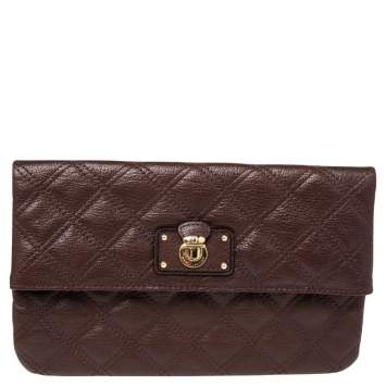 Pre Owned Marc Jacobs Brown Quilted Leather Eugenie Clutch