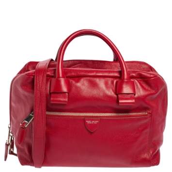 Pre Owned Marc Jacobs Red Leather Front Pocket Bowler Bag