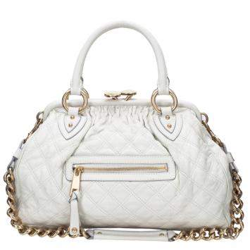 Pre Owned Marc Jacobs Ivory Quilted Leather Stam Satchel
