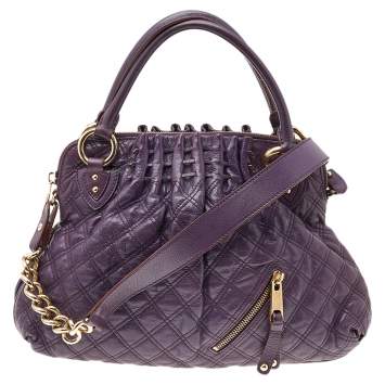 Pre Owned Marc Jacobs Purple Quilted Leather Cecilia Satchel