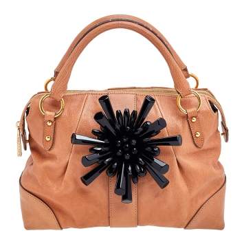 Pre Owned Marc Jacobs Brown Leather Crystal Embellished Satchel