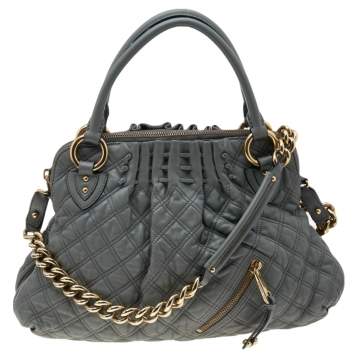 Pre Owned Marc Jacobs Grey Quilted Leather Cecilia Satchel