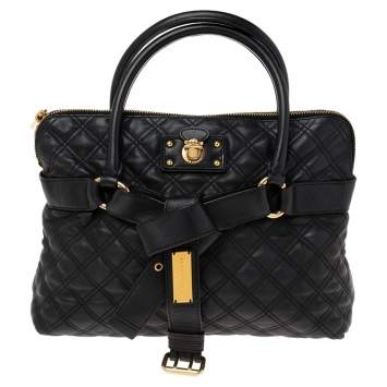 Pre Owned Marc Jacobs Black Leather Kari Satchel