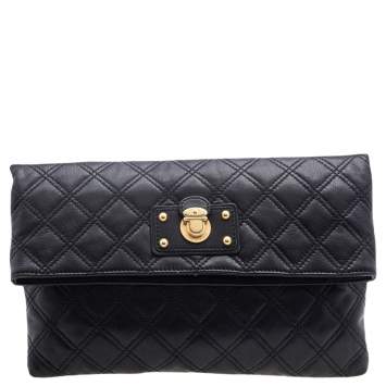 Pre Owned Marc Jacobs Black Quilted Leather Eugenie Clutch