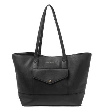 Pre Owned Marc Jacobs Black Saffiano Leather Front Pocket Tote