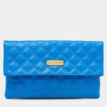 Pre Owned Marc Jacobs Blue Quilted Leather Eugenie Clutch