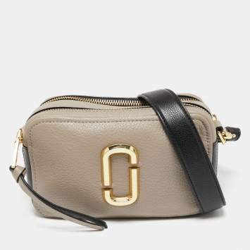 Pre Owned Marc Jacobs Beige/Black Leather Snapshot Crossbody Bag