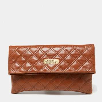 Pre Owned Marc Jacobs Brown Quilted Leather Large Eugenie Clutch