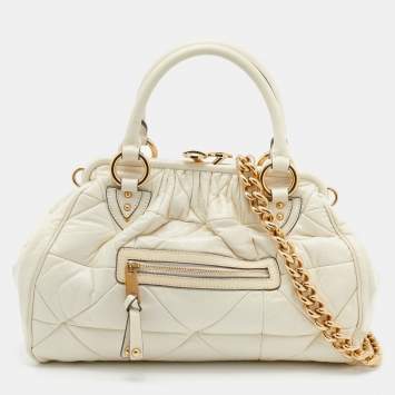 مملوكة مسبقًا Marc Jacobs Cream Quilted Leather Stam Satchel