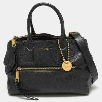 Pre Owned Marc Jacobs Black Leather Recruit East West Tote