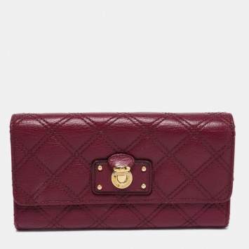 Pre Owned Marc Jacobs Purple Quilted Leather Eugenie Continental Flap Wallet