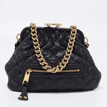 Pre Owned Marc Jacobs Black Quilted Leather Little Stam Shoulder Bag
