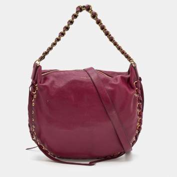 Pre Owned Marc Jacobs Burgundy Leather Lace Nomad Hobo